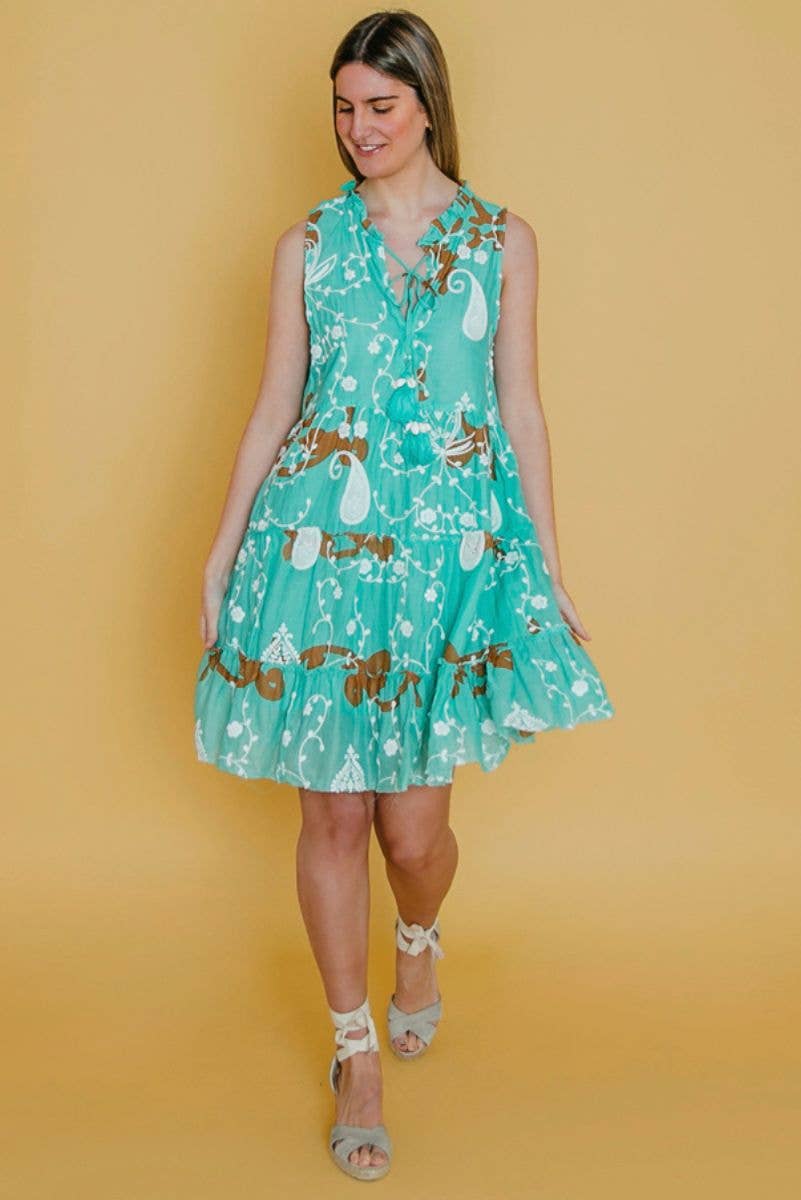 Kleid im Bohostil "Fabianne" - Türkis