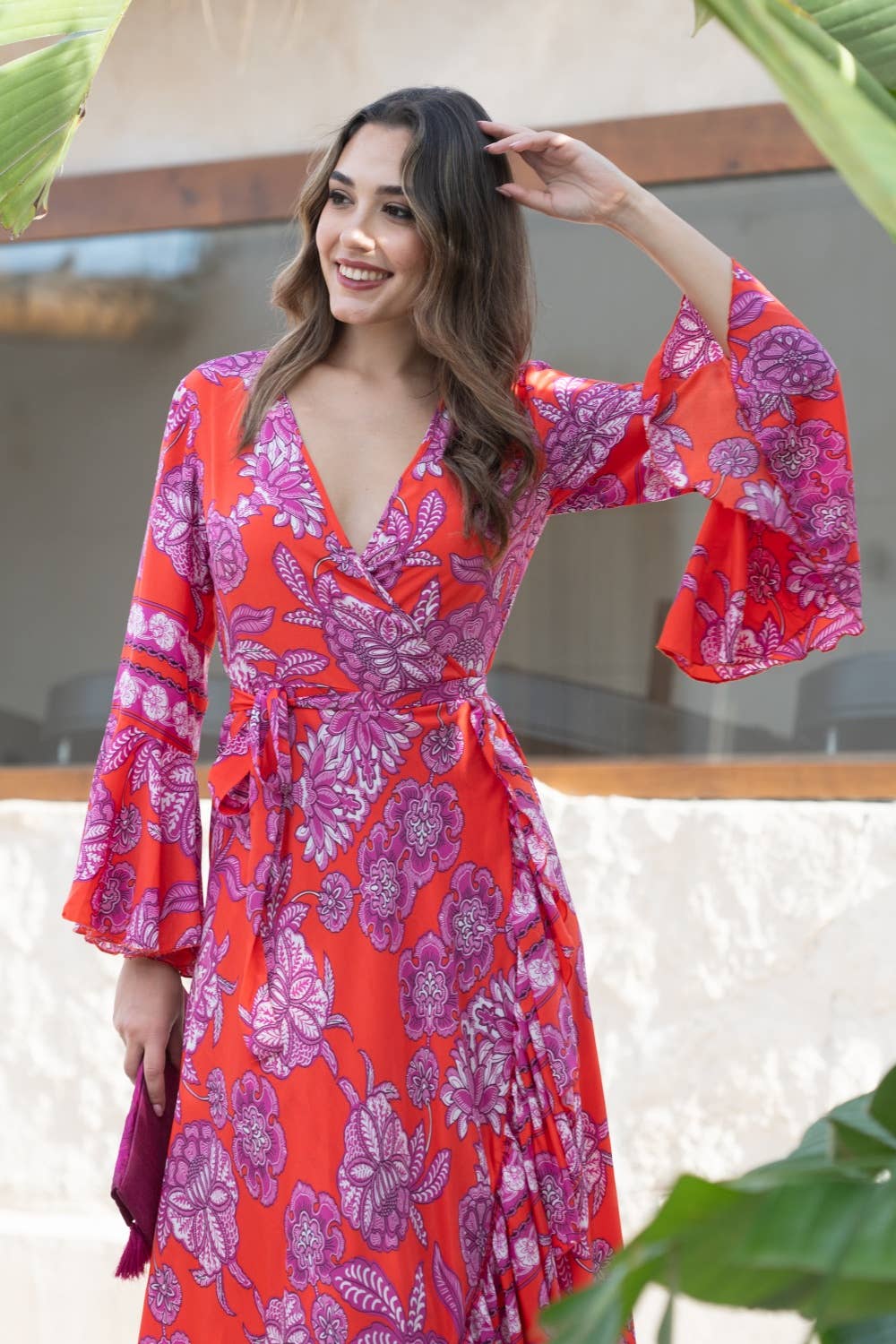 Kleid "Ola" Rot-Lila - Maxi