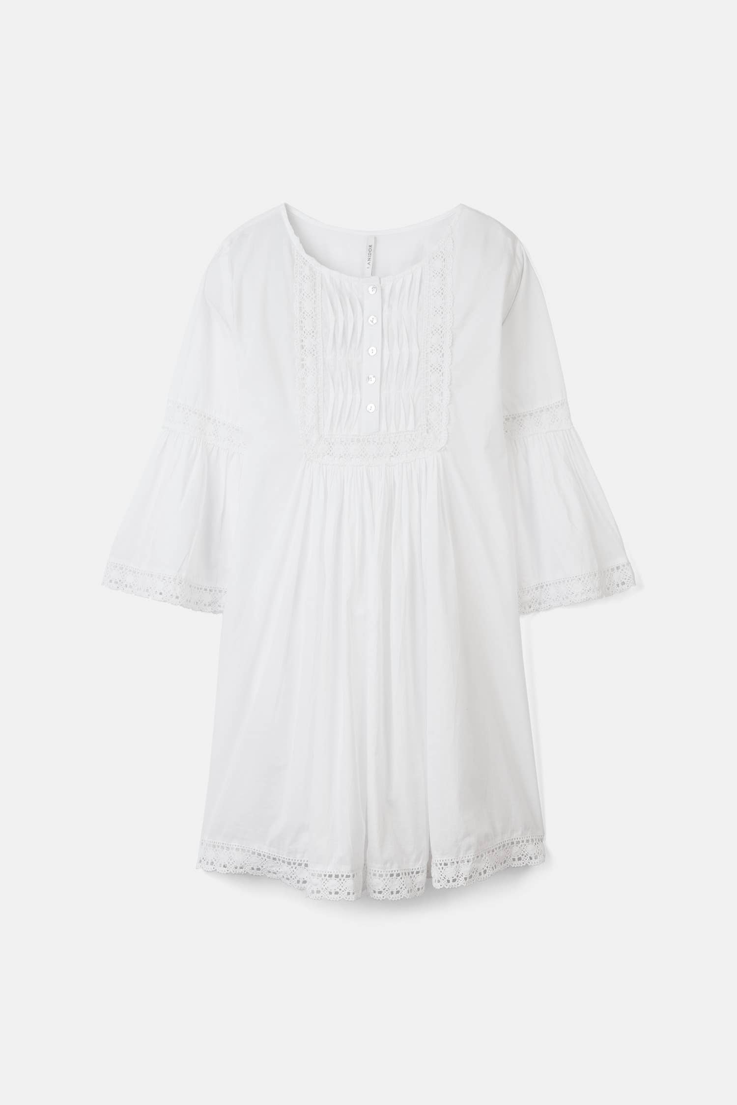 Kurzes Baumwollkleid von Lanidor in Weiß - Romantik trifft Sommerfeeling