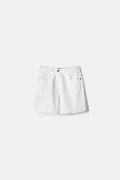 Lanidor Jeans-Shorts - Weiß, Five-Pocket Style mit Stretchkomfort