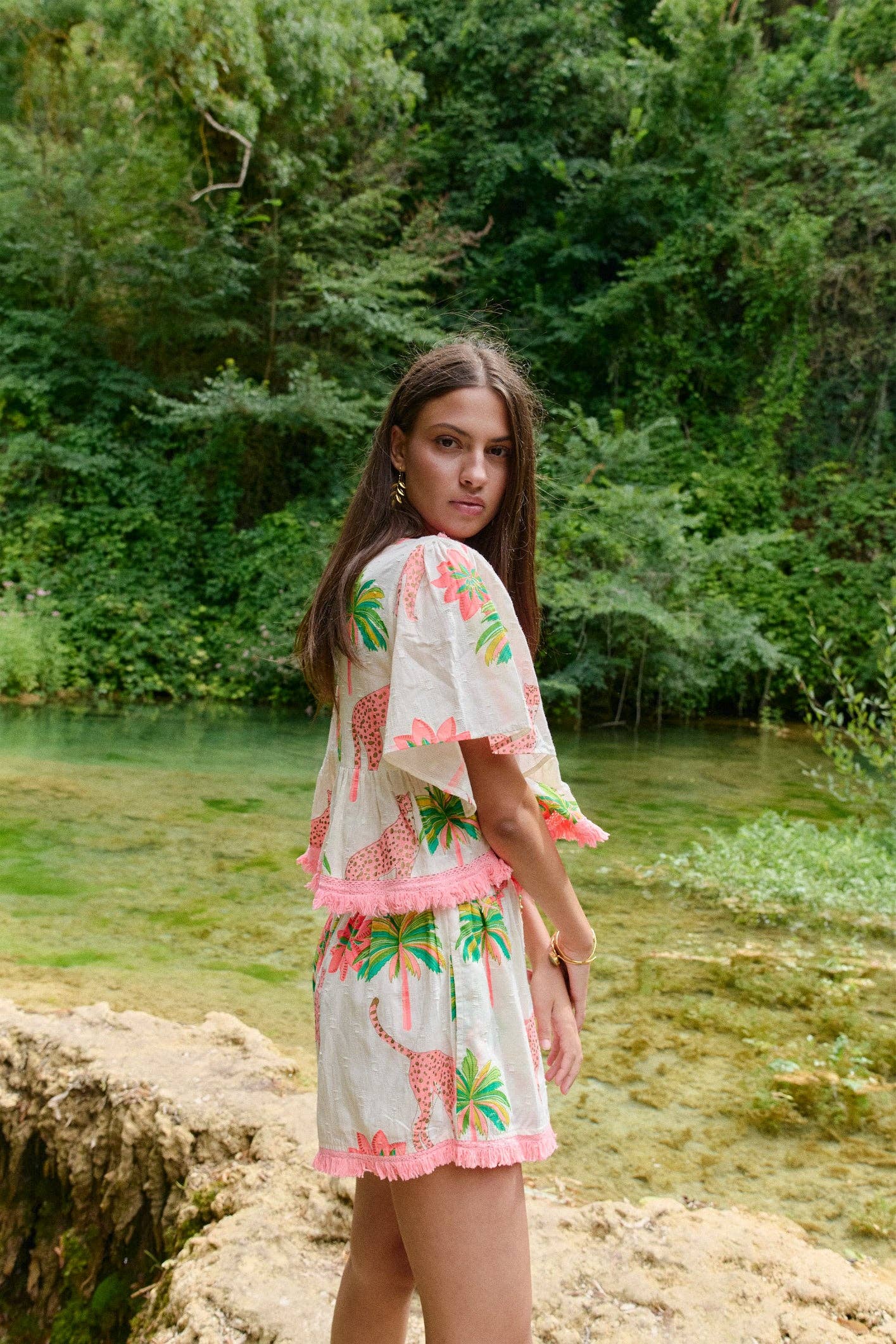 Set "Namibia": Bluse & Short - Leo meets Palm trees