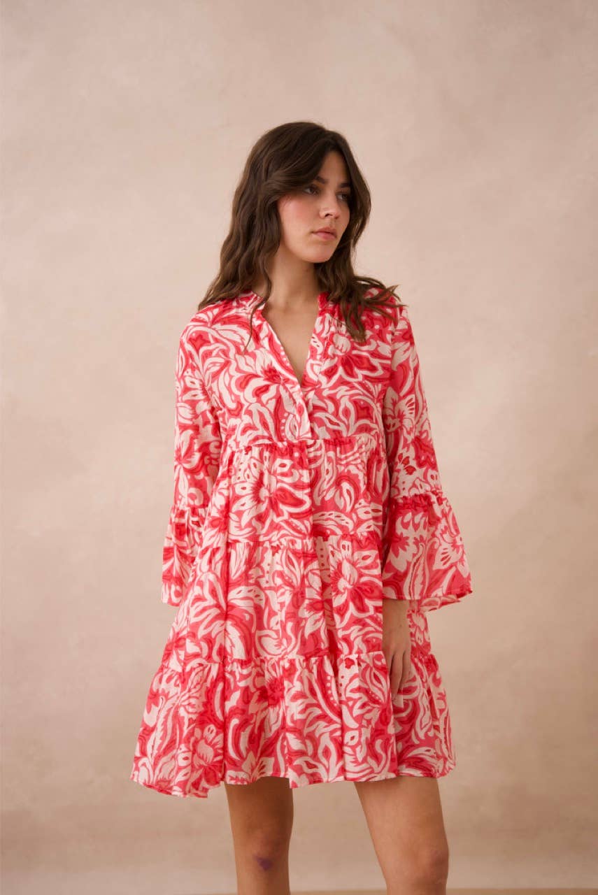 Kurzes Seidenkleid "Saint-Tropez" - Koralle
