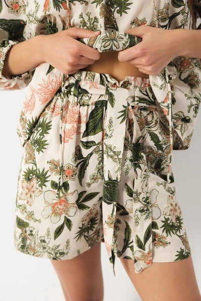 Lanidor Shorts "Botanica" aus 100% Baumwolle mit Bindegürtel