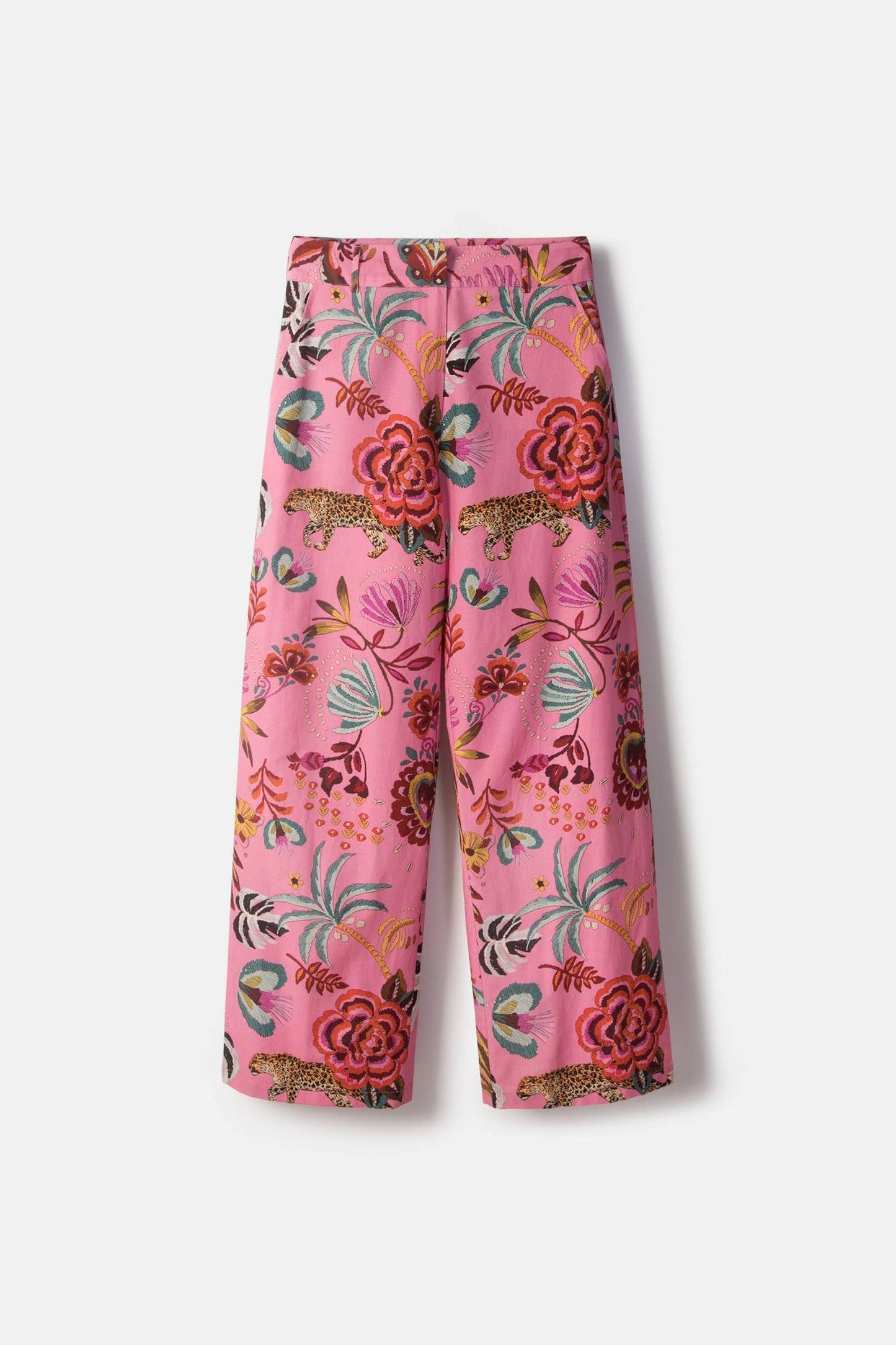Hose aus Viskose und Leinen "Jungle"