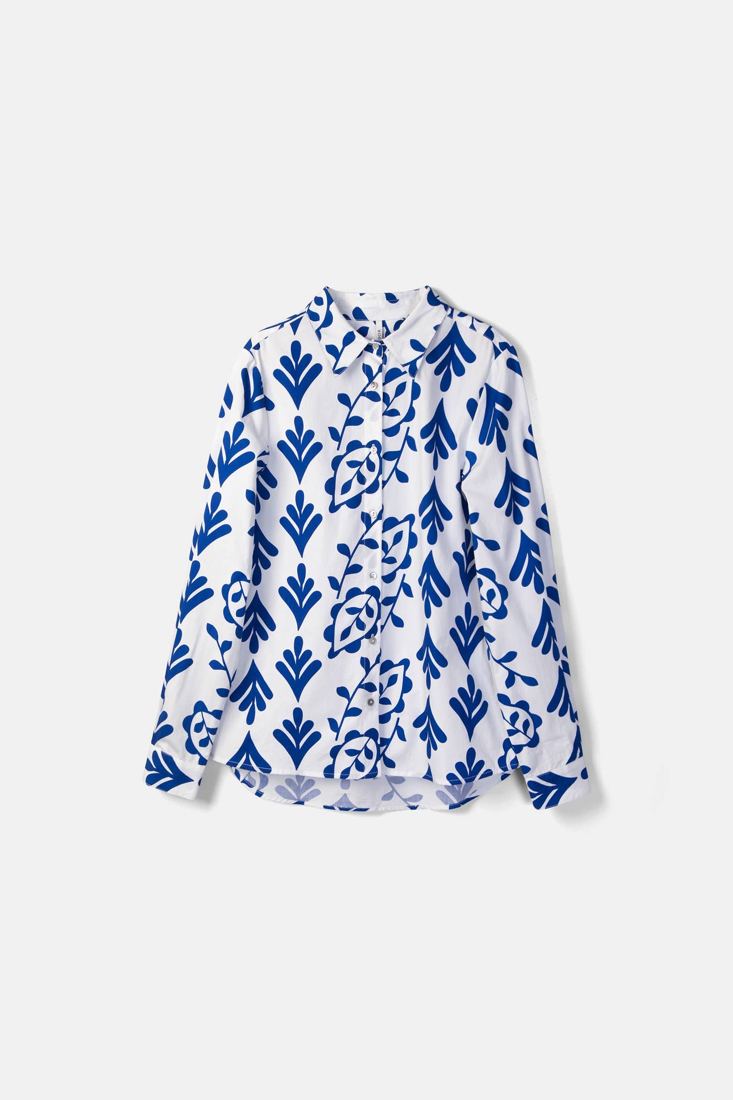 Lanidor Hemd Santorini Spirit - Weiß mit königsblauem Print aus 100% Baumwolle