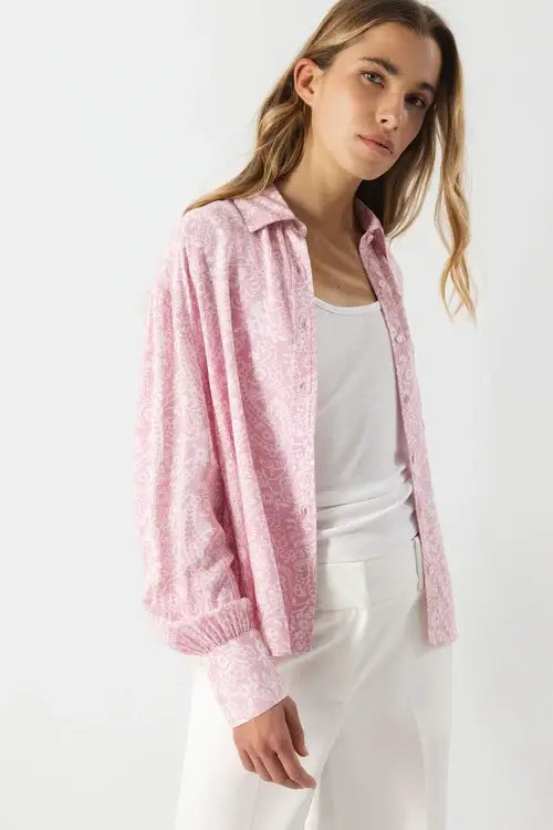 Lanidor Hemdbluse mit Paisleymuster - Rosa - 100% Viskose, Luftig & Leicht