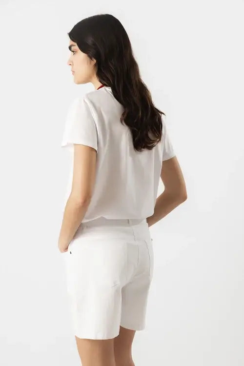 Lanidor Jeans-Shorts - Weiß, Five-Pocket Style mit Stretchkomfort