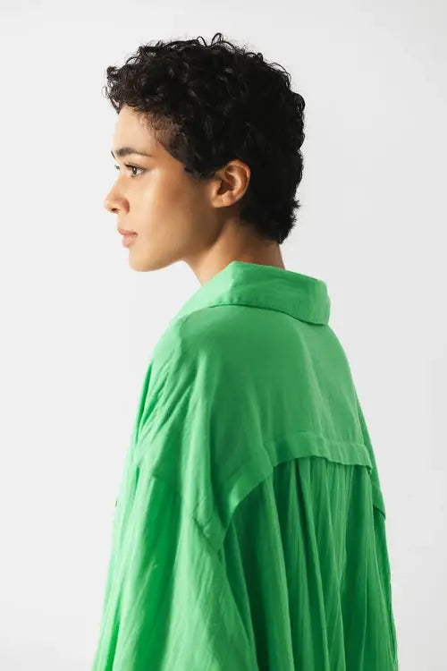 Lanidor Oversize-Bluse in Grün - Luftige Sommerbluse mit Struktur