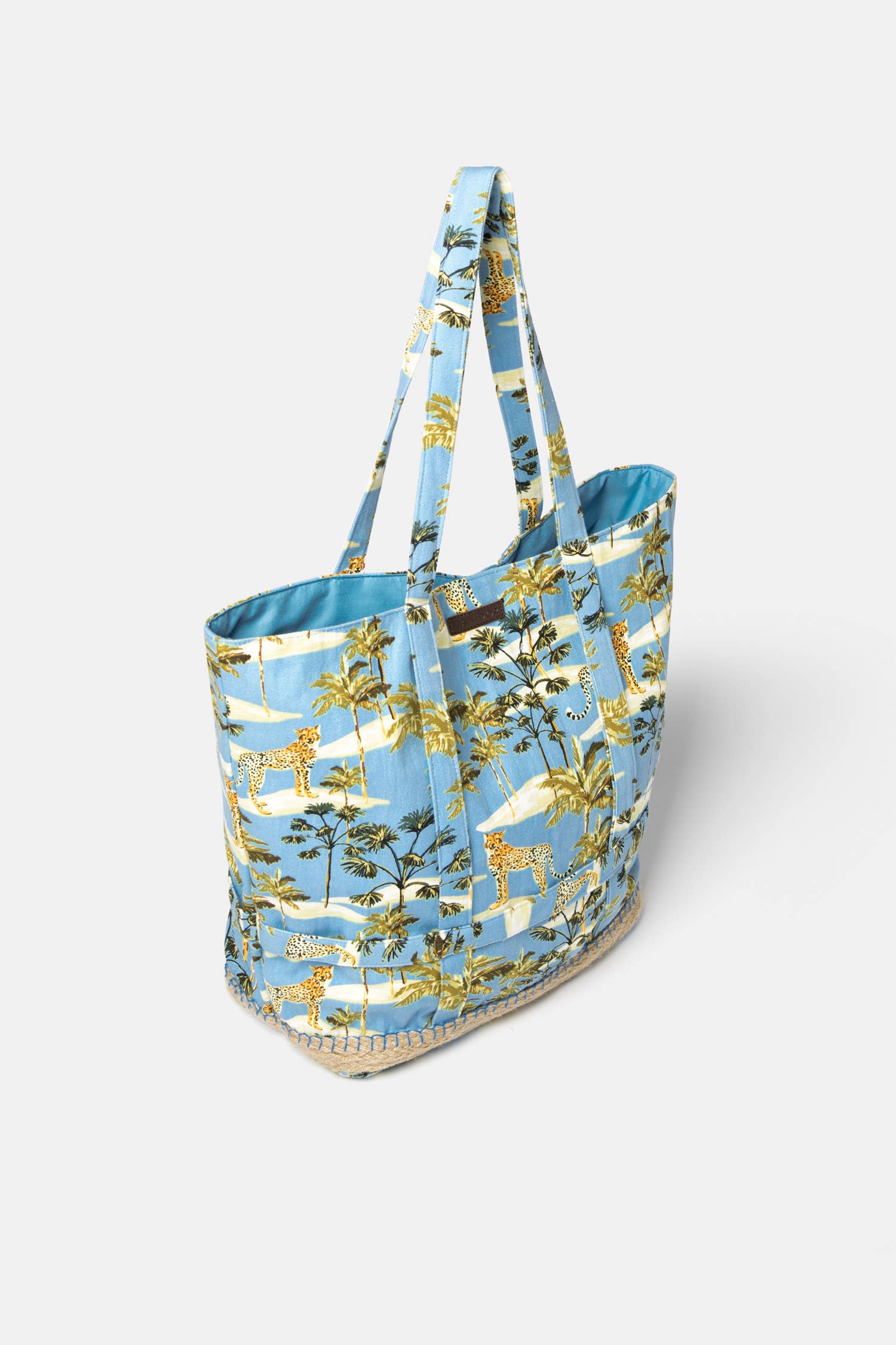 Landidor Strandtasche/Shopper "Palmenprint" - Tropisches Design in Hellblau