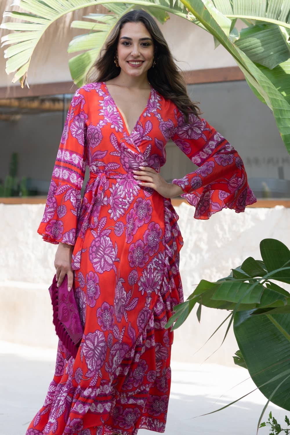 Kleid "Ola" Rot-Lila - Maxi