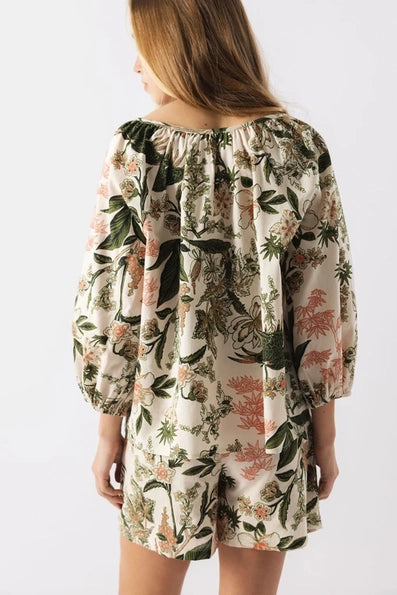 Lanidor Shorts "Botanica" aus 100% Baumwolle mit Bindegürtel
