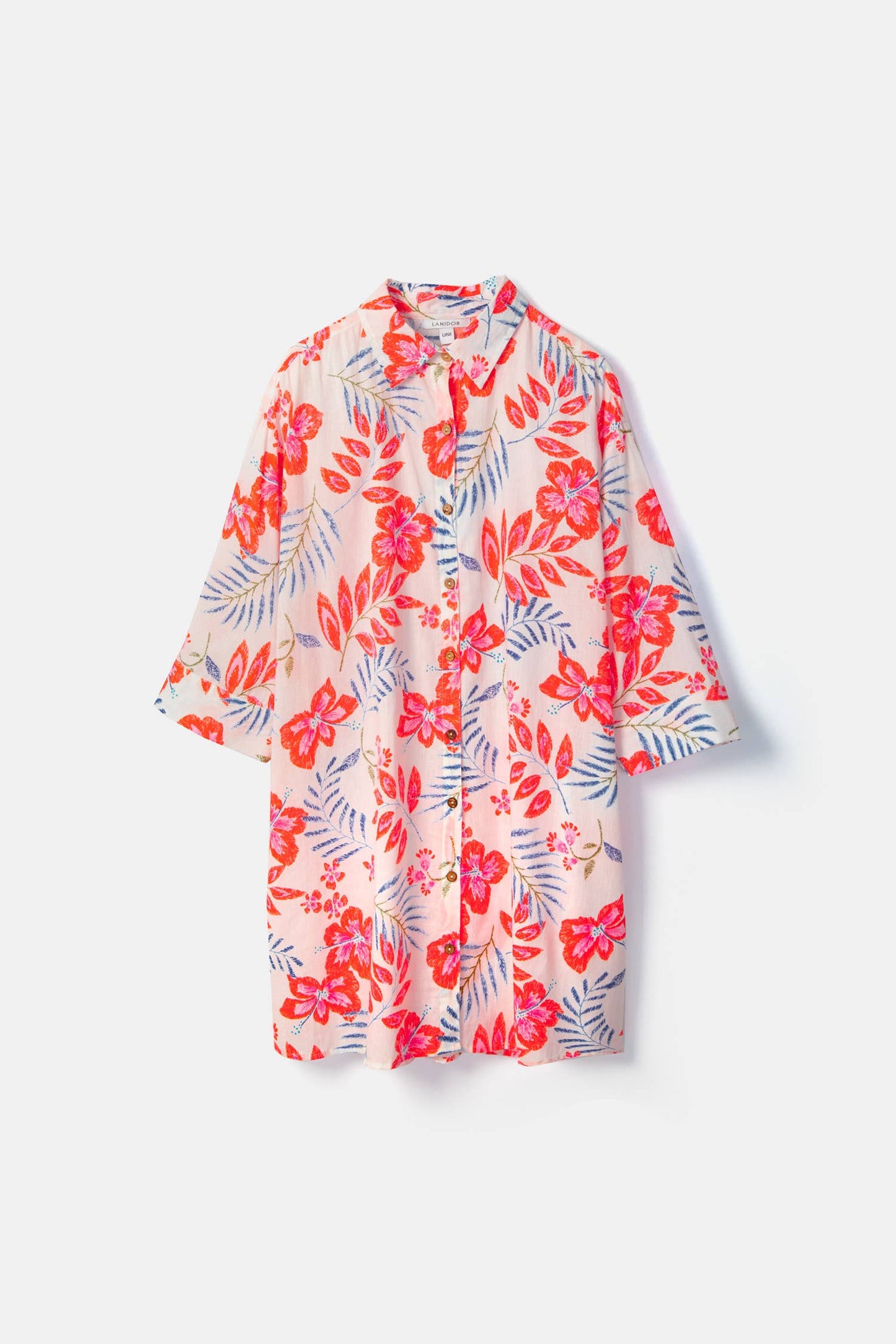 Lanidor Tunika "Tropical Vibes" Sommerliche Strandtunika mit Blumenprint