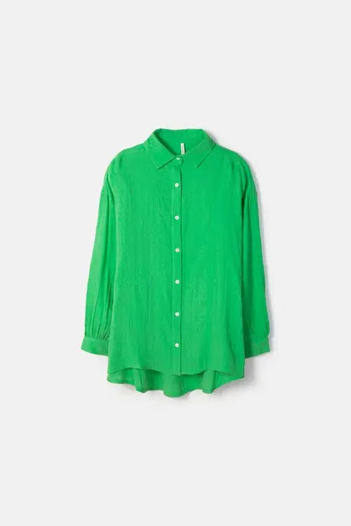 Lanidor Oversize-Bluse in Grün - Luftige Sommerbluse mit Struktur