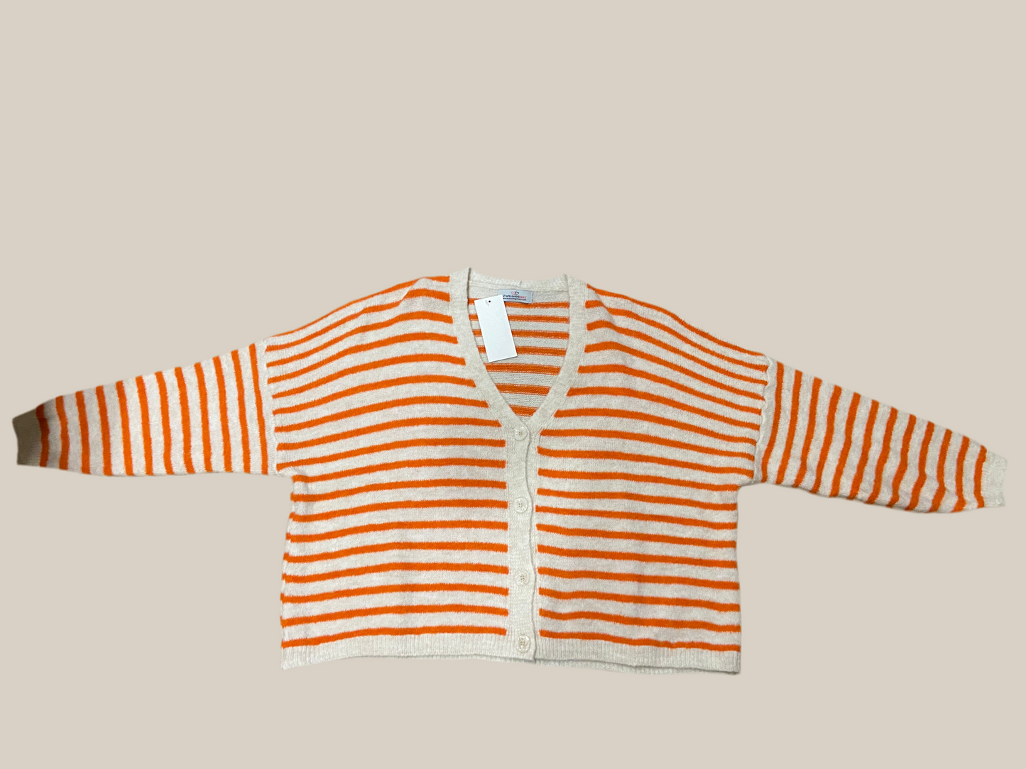 Cardigan "Fresh Stripes" - Orange-Beige - Zwillingsherz