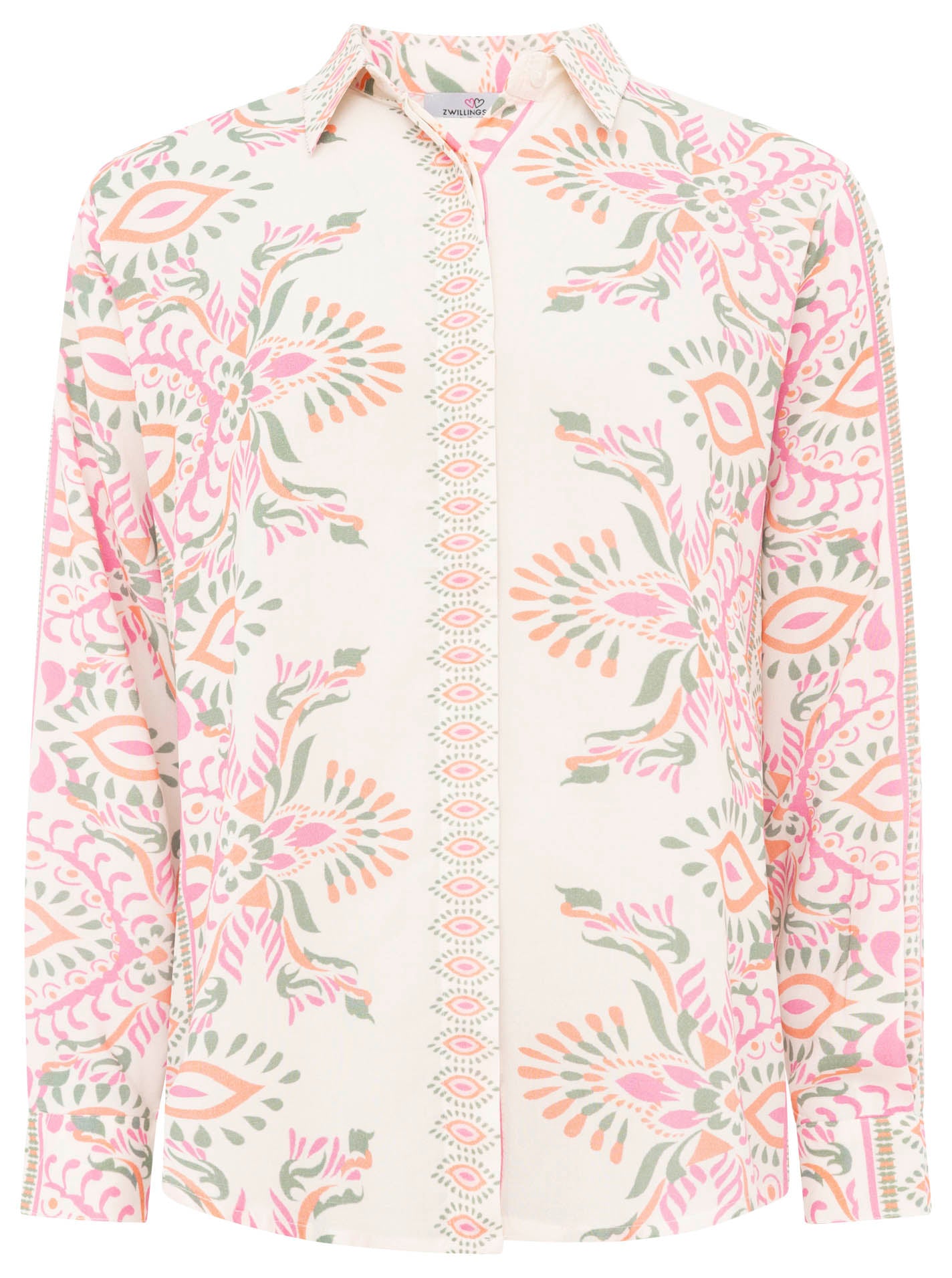 Zwillingsherz Hose aus 100% Viskose mit floralem Print - Rosa/Grün