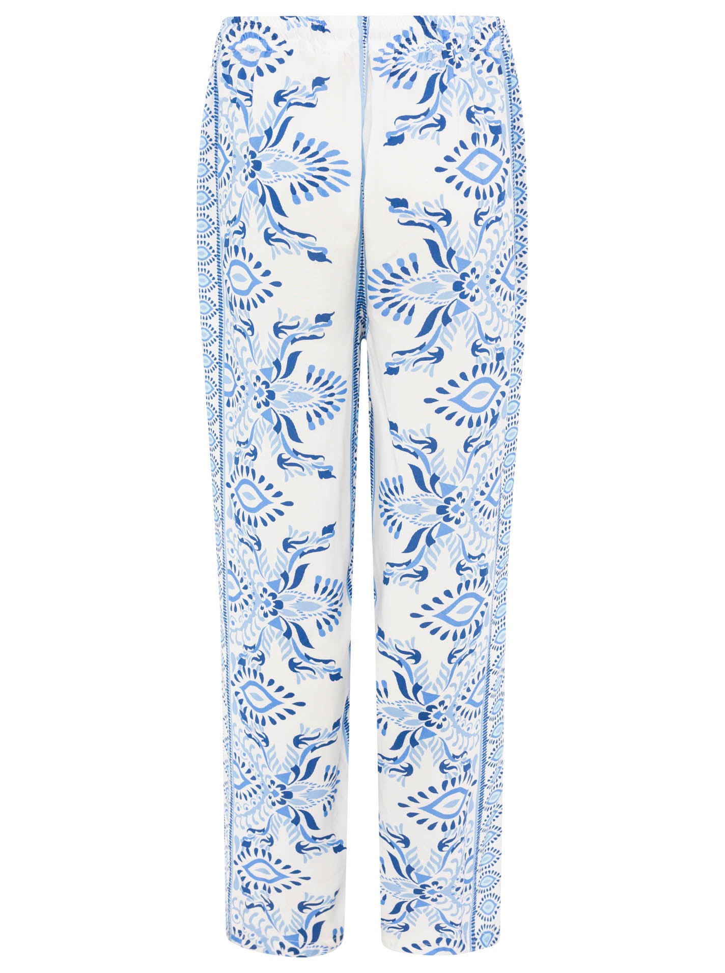 Zwillingsherz Hose aus 100% Viskose mit floralem Print - Blautöne