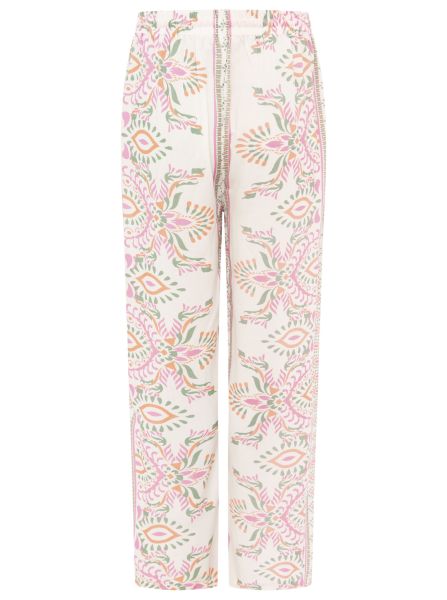 Zwillingsherz Hose aus 100% Viskose mit floralem Print - Rosa/Grün