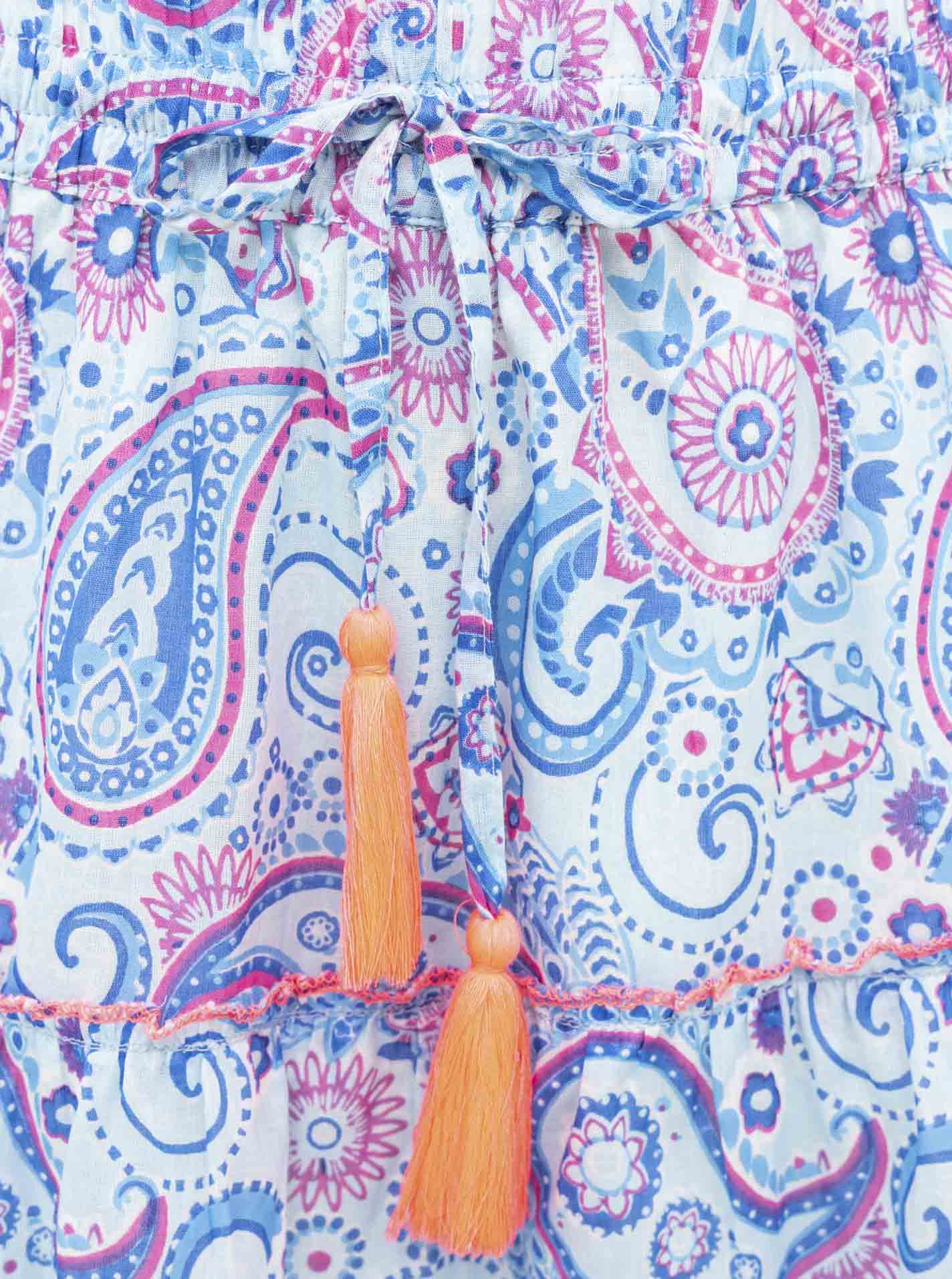 Zwillingsherz Sommerrock - Paisleyprint in Blautönen, 100% Baumwolle