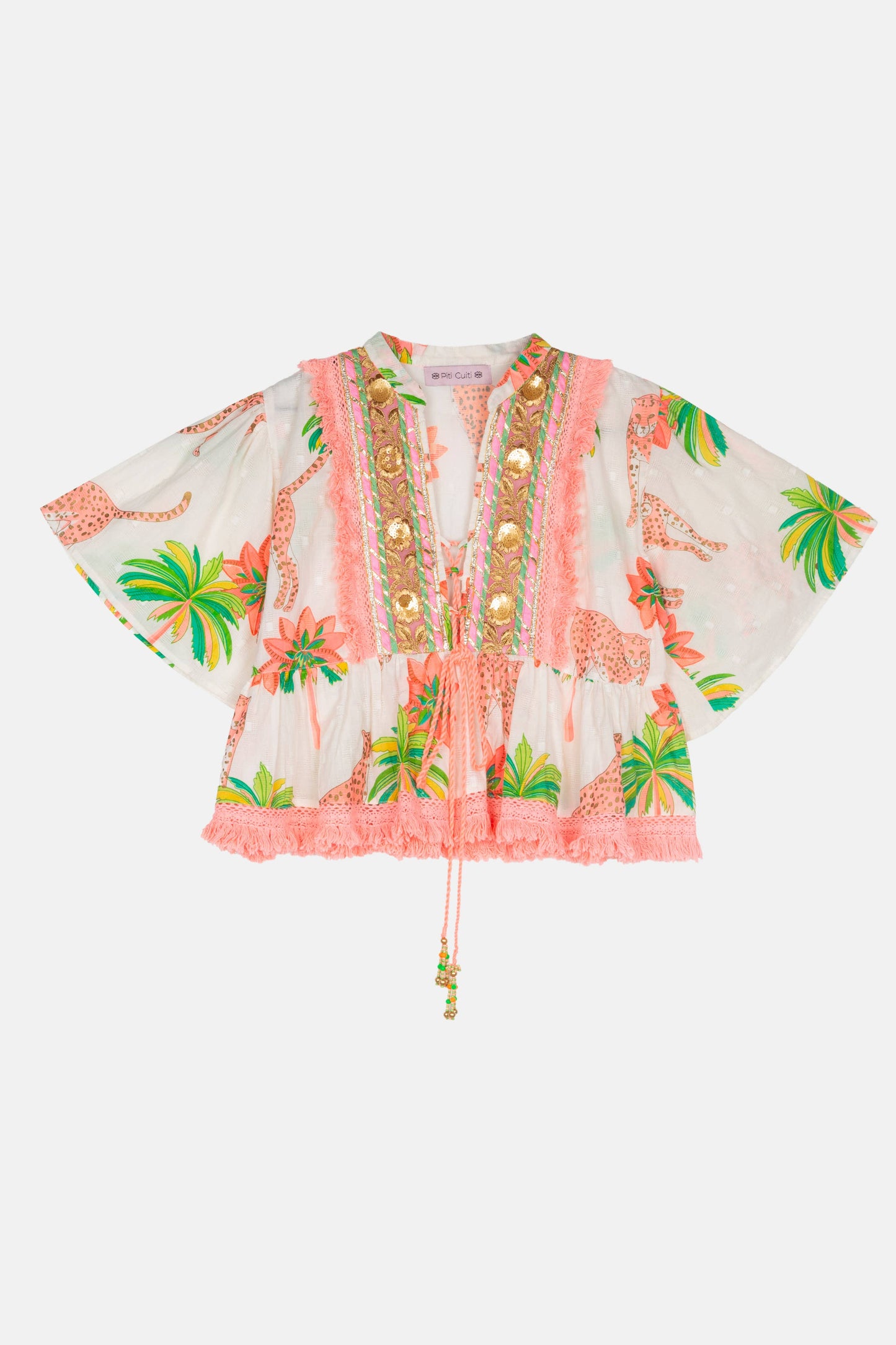 Set "Namibia": Bluse & Short - Leo meets Palm trees