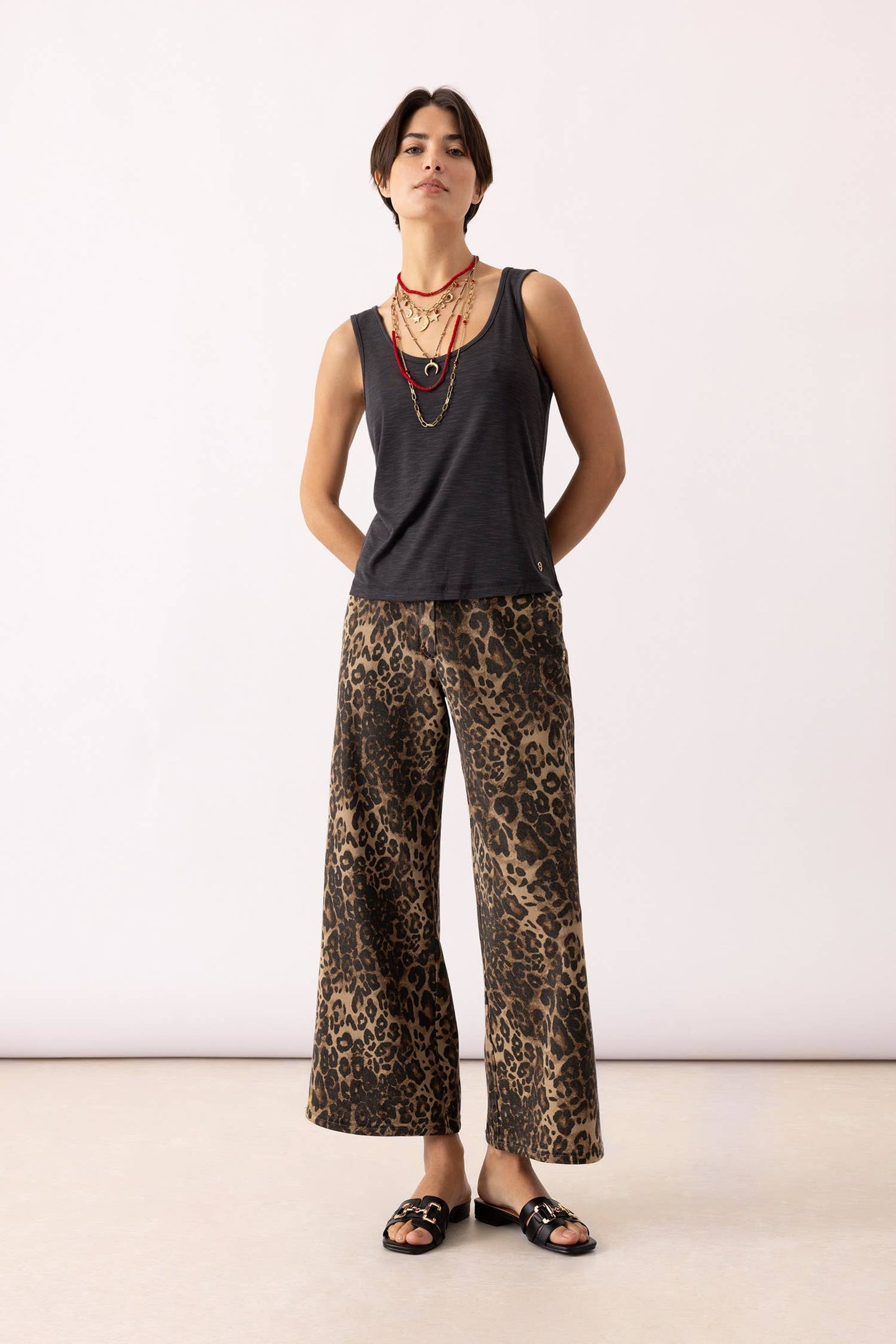 Lanidor Hose mit Animalprint - 100% Baumwolle, modischer Statement-Look