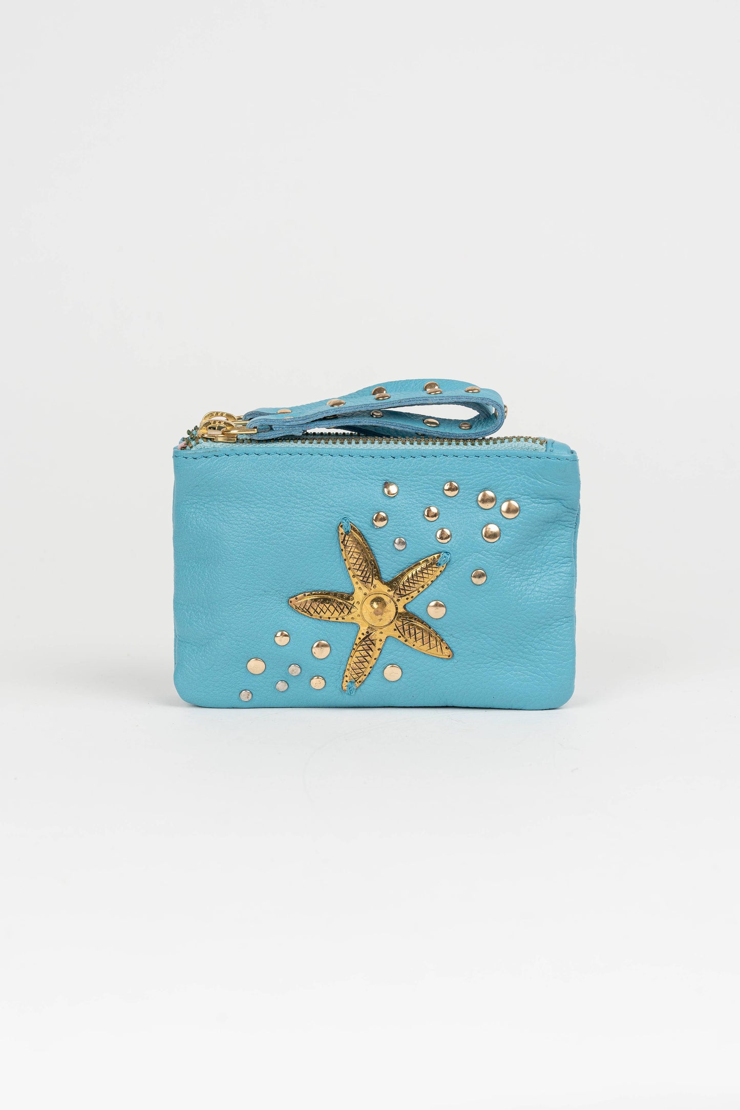 Leder-Geldbörse mit Seestern - leuchtendes Blau - Piti Cuiti