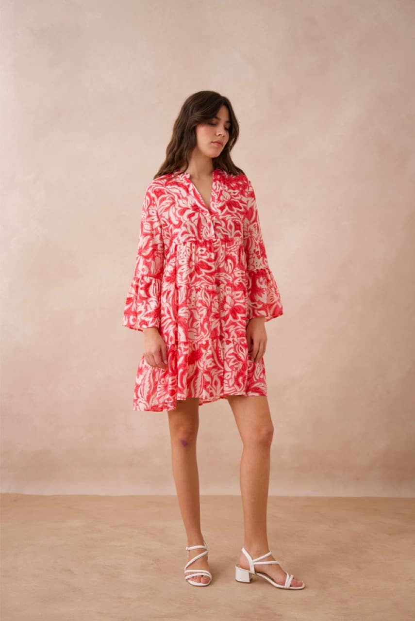 Kurzes Seidenkleid "Saint-Tropez" - Koralle