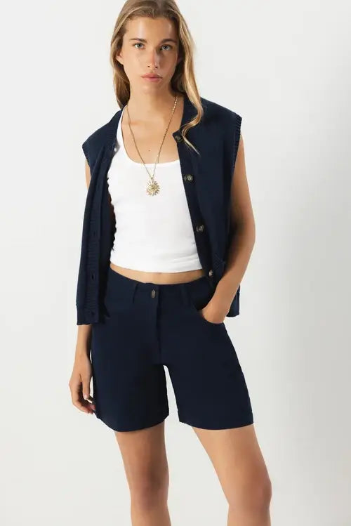 Lanidor Shorts - Colored Denim in Navy - Baumwolle & Elastan