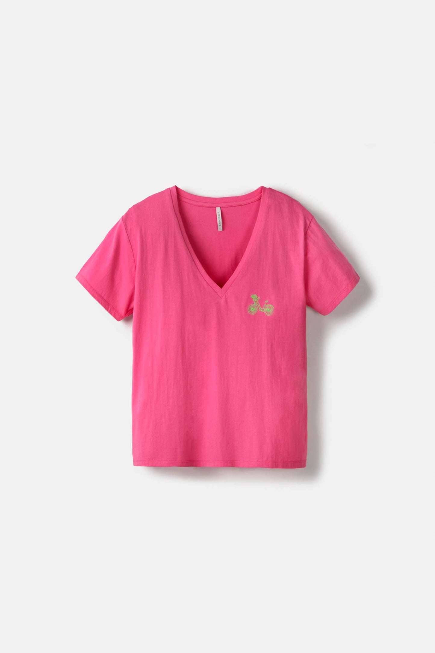 Pinkes Lanidor - T-Shirt mit Fahrrad-Stickerei