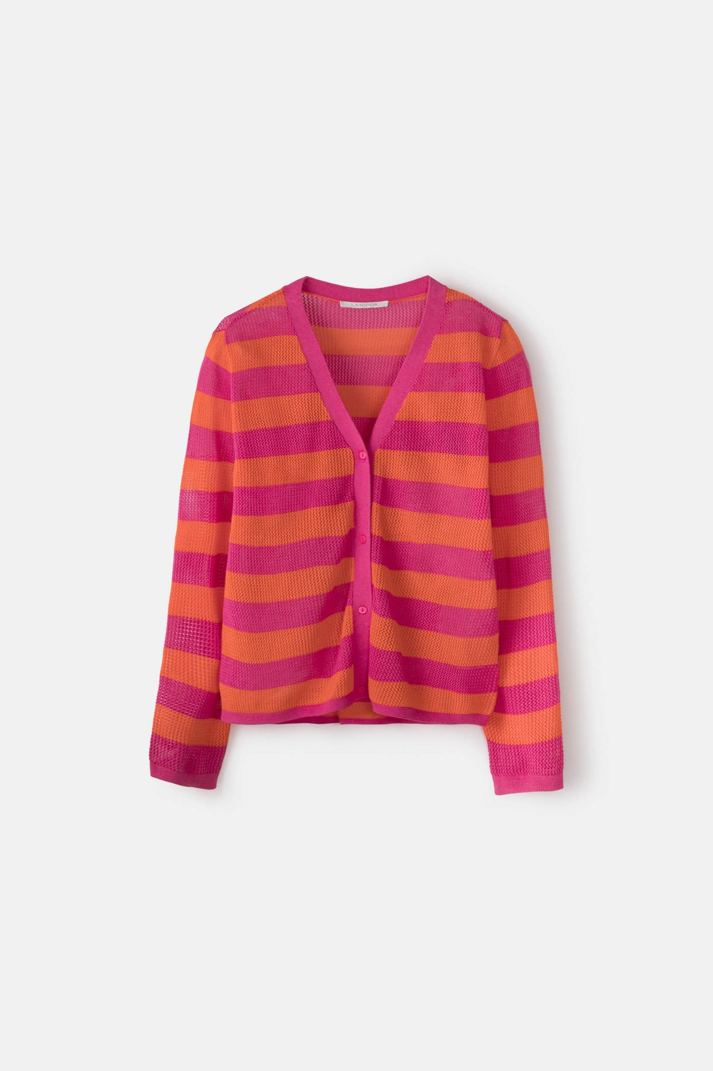 Lanidor Cardigan mit Blockstreifen - Pink & Orange, Viskose Baumwollmix