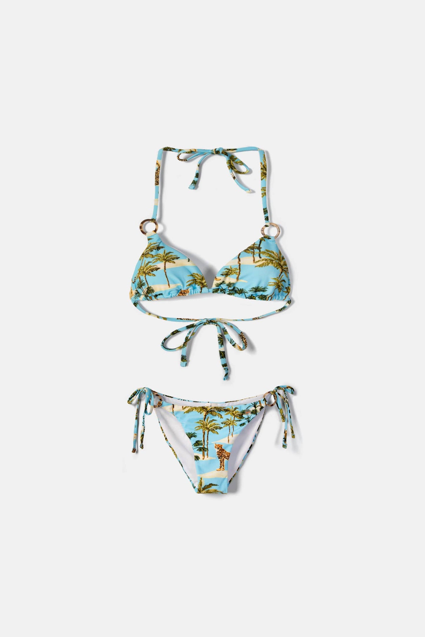 Lanidor Bikini mit Palmenprint & Ringen