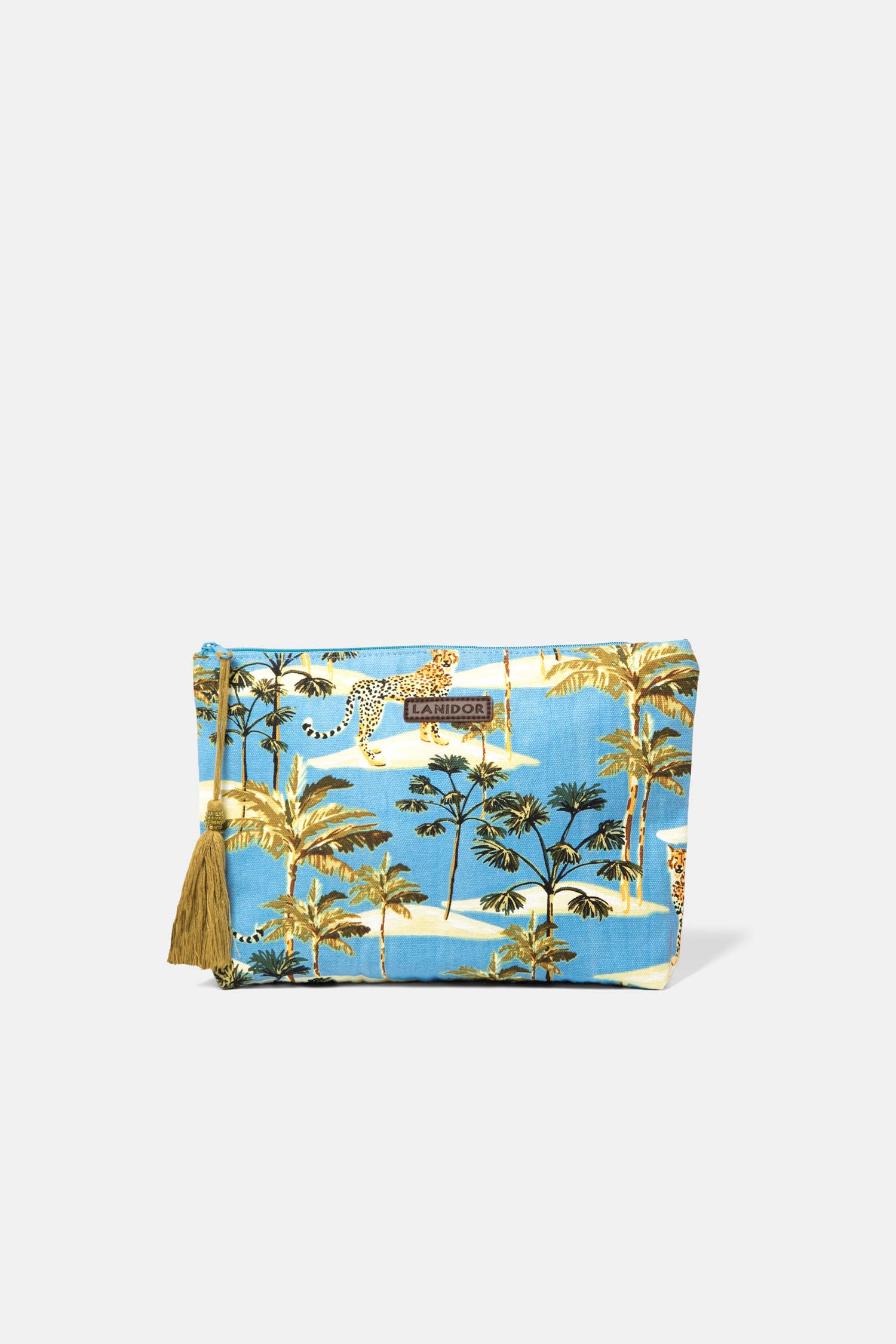 Lanidor Kosmetiktasche "Palmenprint - Tropischer Look mit Quaste