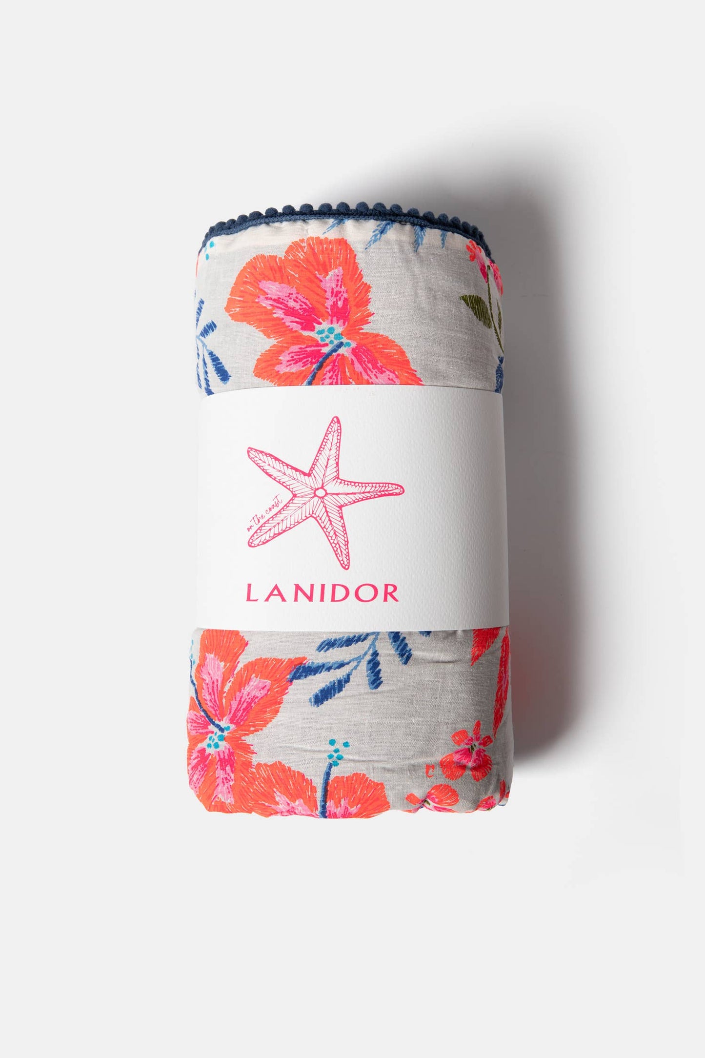Lanidor Strandtuch "Tropical Vipes" - Tropischer Print in Pink-Rot & Blau