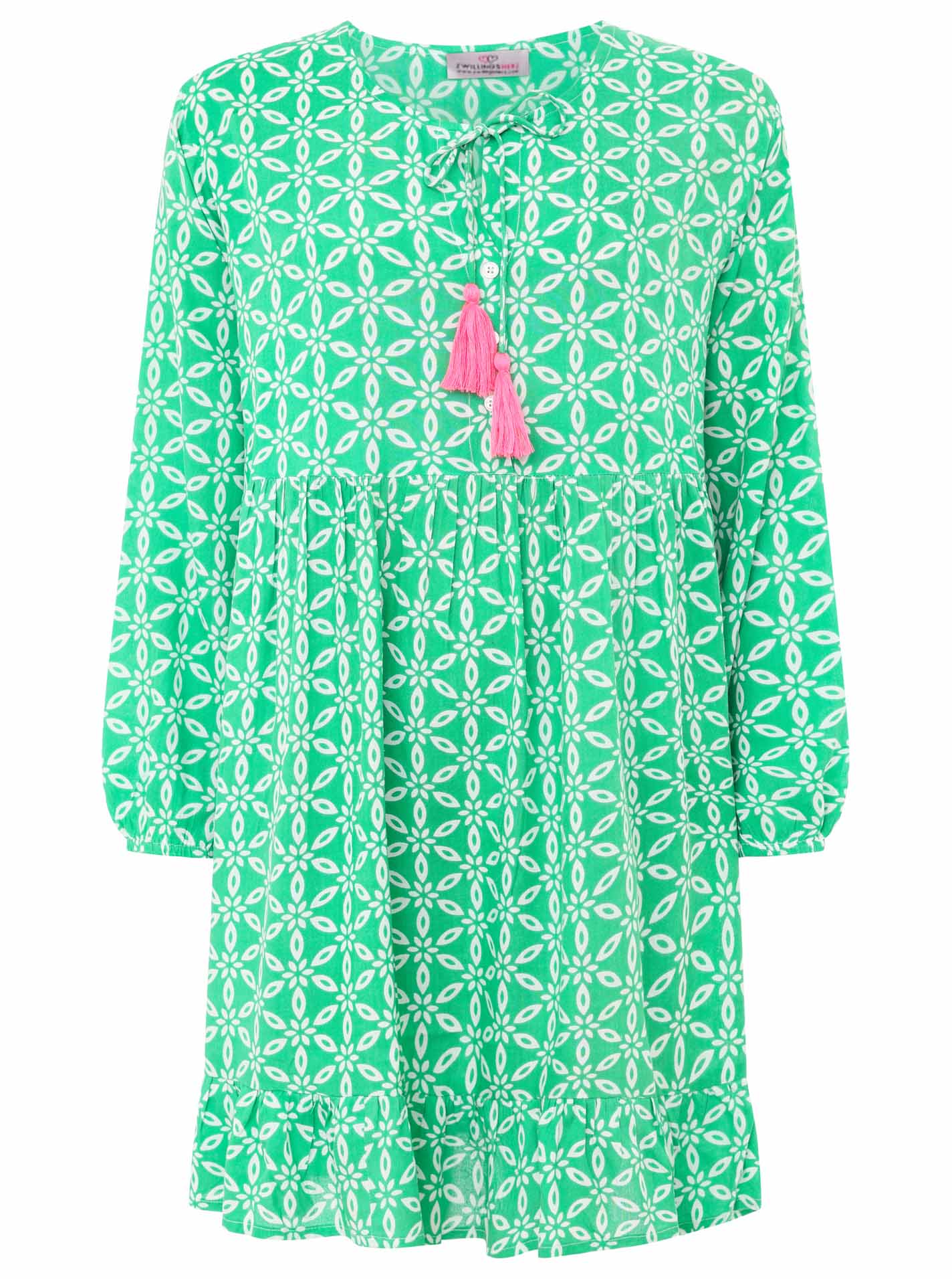 Zwillingsherz Kleid "Stargazing" - Leuchtendes Grün aus 100% Viskose