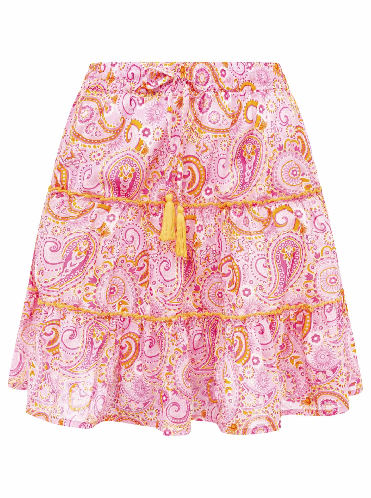 Zwillingsherz Sommerrock - Paisleyprint in Rosa/Pink, 100% Baumwolle