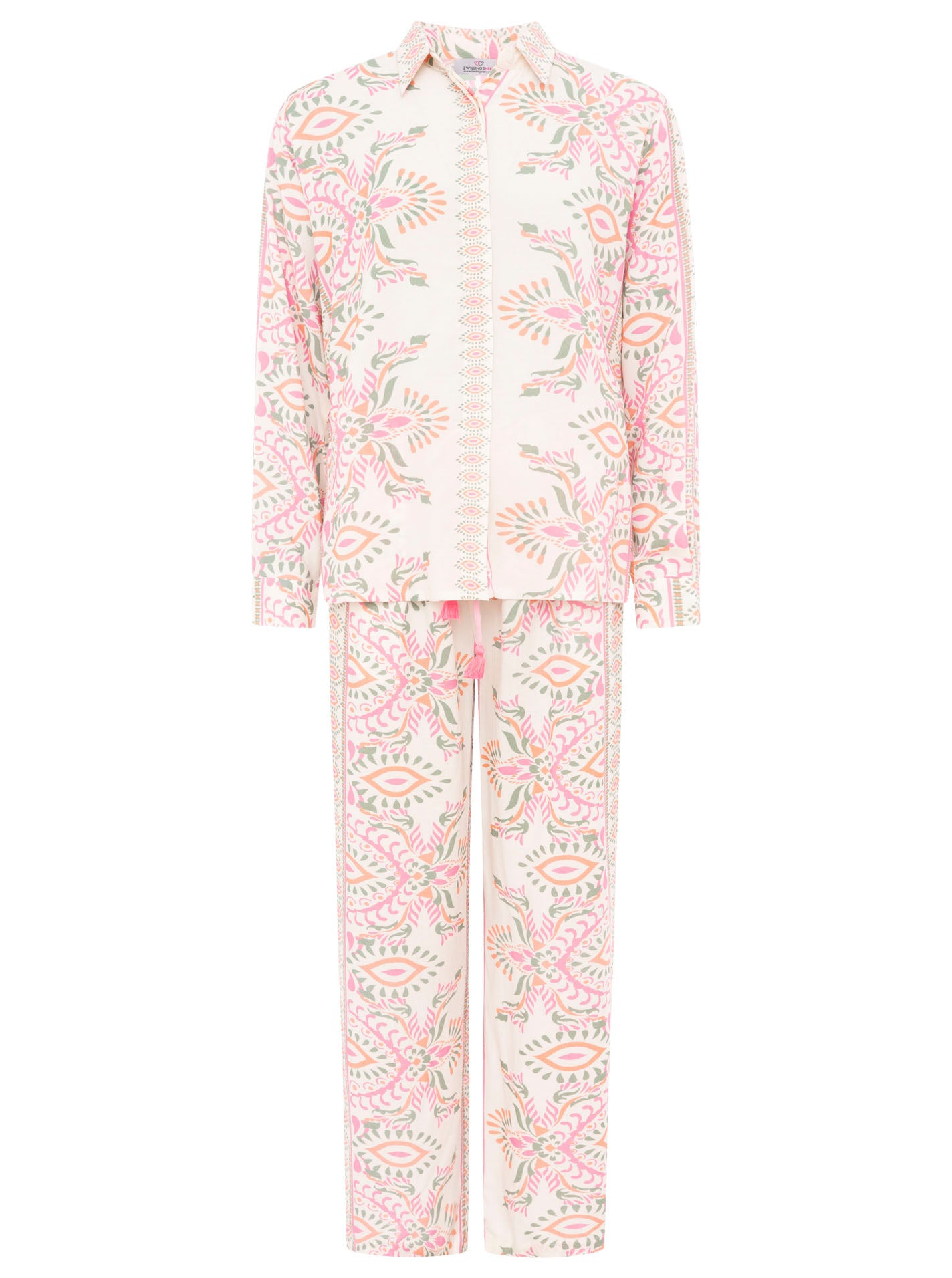 Zwillingsherz Bluse aus 100% Viskose mit floralem Print - Rosa/Grün