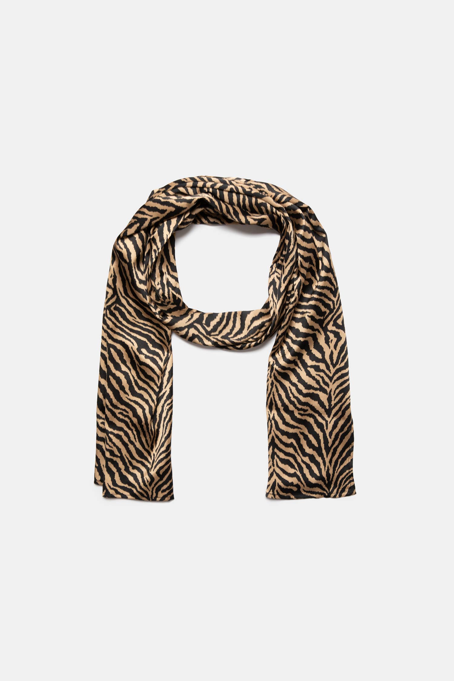 Lanidor Satinschal mit Zebramuster in Camel Schwarz