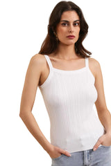 Choklate Paris Geripptes Tanktop aus Feinstrick Basic in Weiß