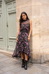 Choklate Paris - Asymmetrischer Midirock mit Rosenmuster