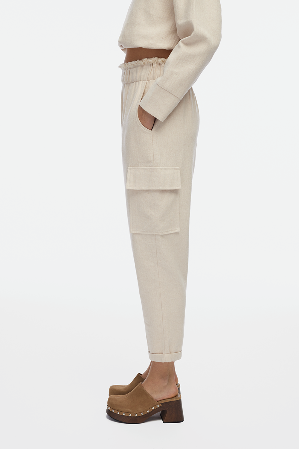Fulmarix Cargohose mit Fischgrätmuster Beige