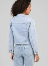 An'ge Paris Jeansjacke Pfiffeuille Hellblau mit Blütenstickerei