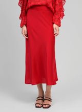 An'ge Paris Midi-Rock Janiala Rot - Ausgestellter Schnitt