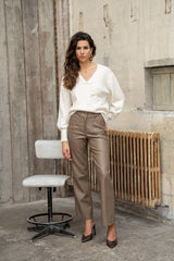 Pullover mit Wickeloptik PU50: Ecru / TU (S-L)