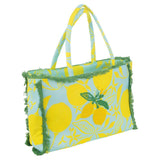 Isla Bonita by SIGRIS Tasche mit Zitronenprint & Perlenstickerei Gelb