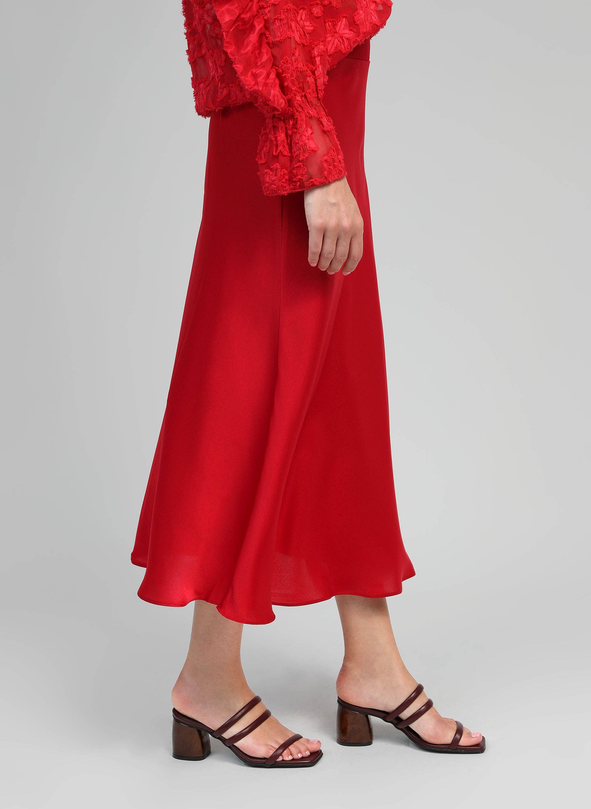 An'ge Paris Midi-Rock Janiala Rot - Ausgestellter Schnitt