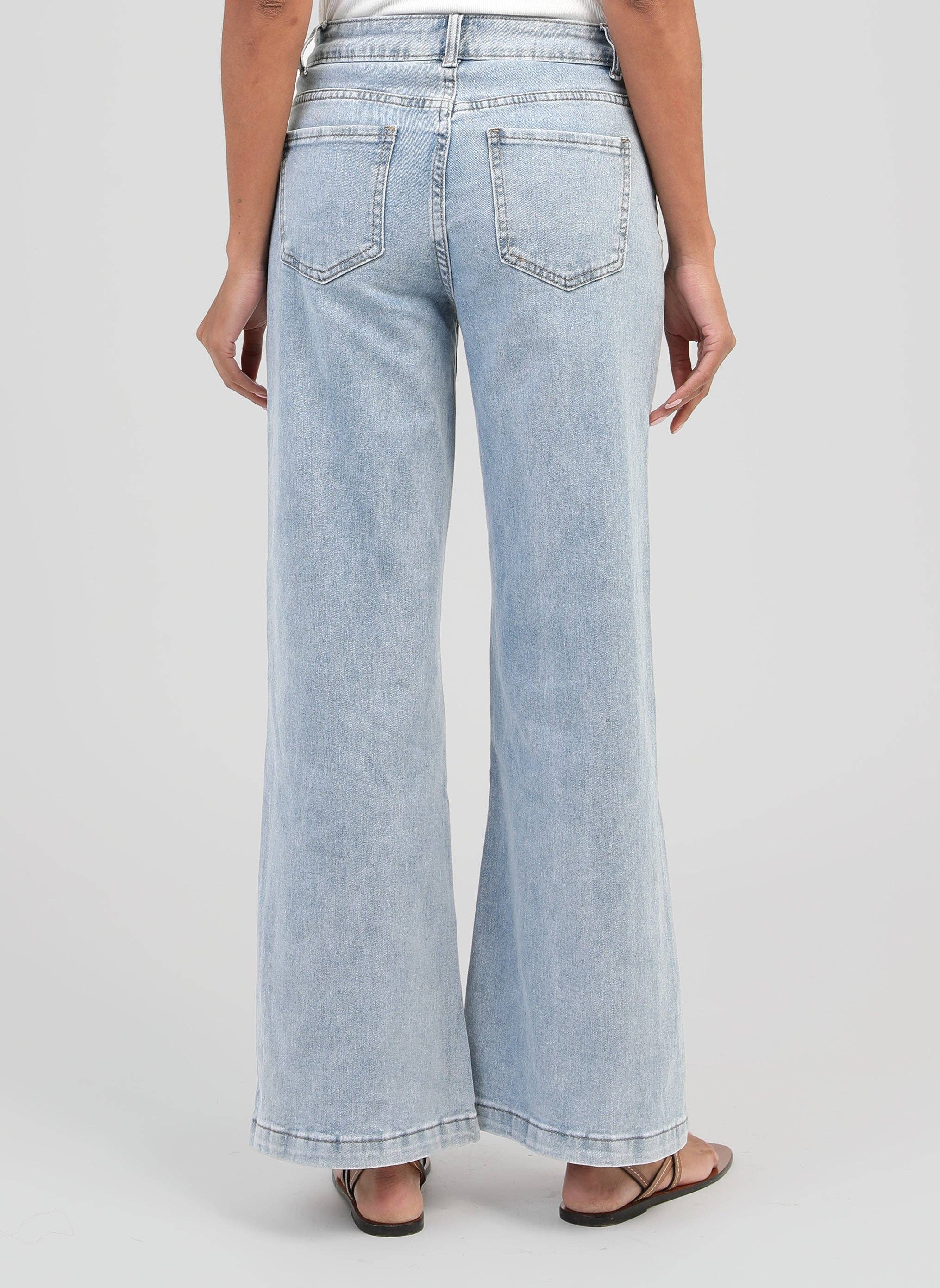 An'ge Paris Jeans PAFLI Blau mit feiner Blütenstickerei