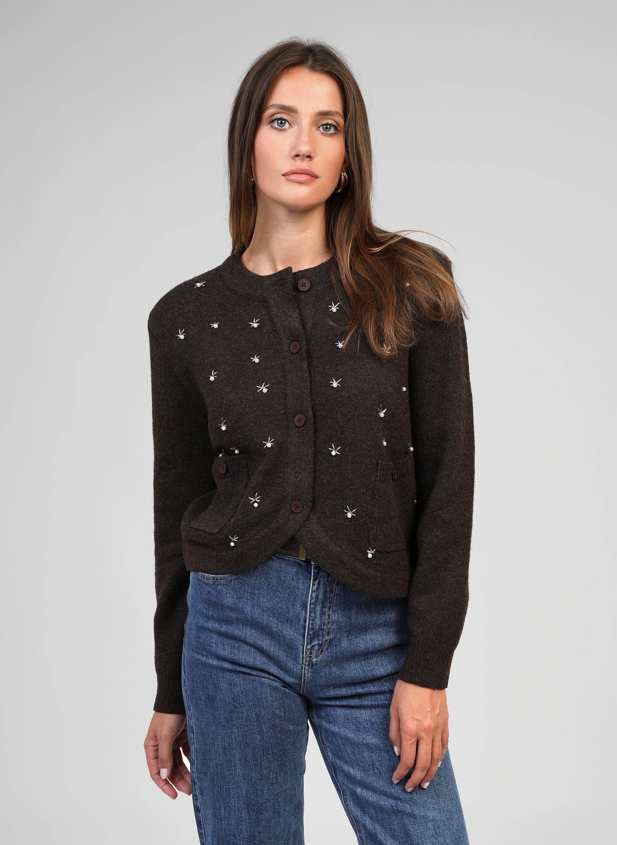 An'ge Paris Cardigan Natalia Braun Perlenstickerei