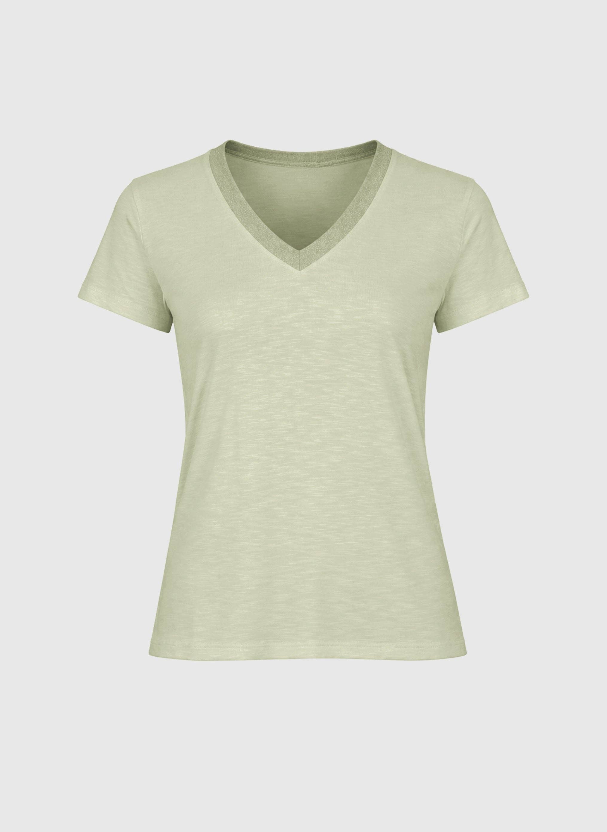 An'ge Paris T-Shirt Terry V-Ausschnitt - Salbei - Viskose