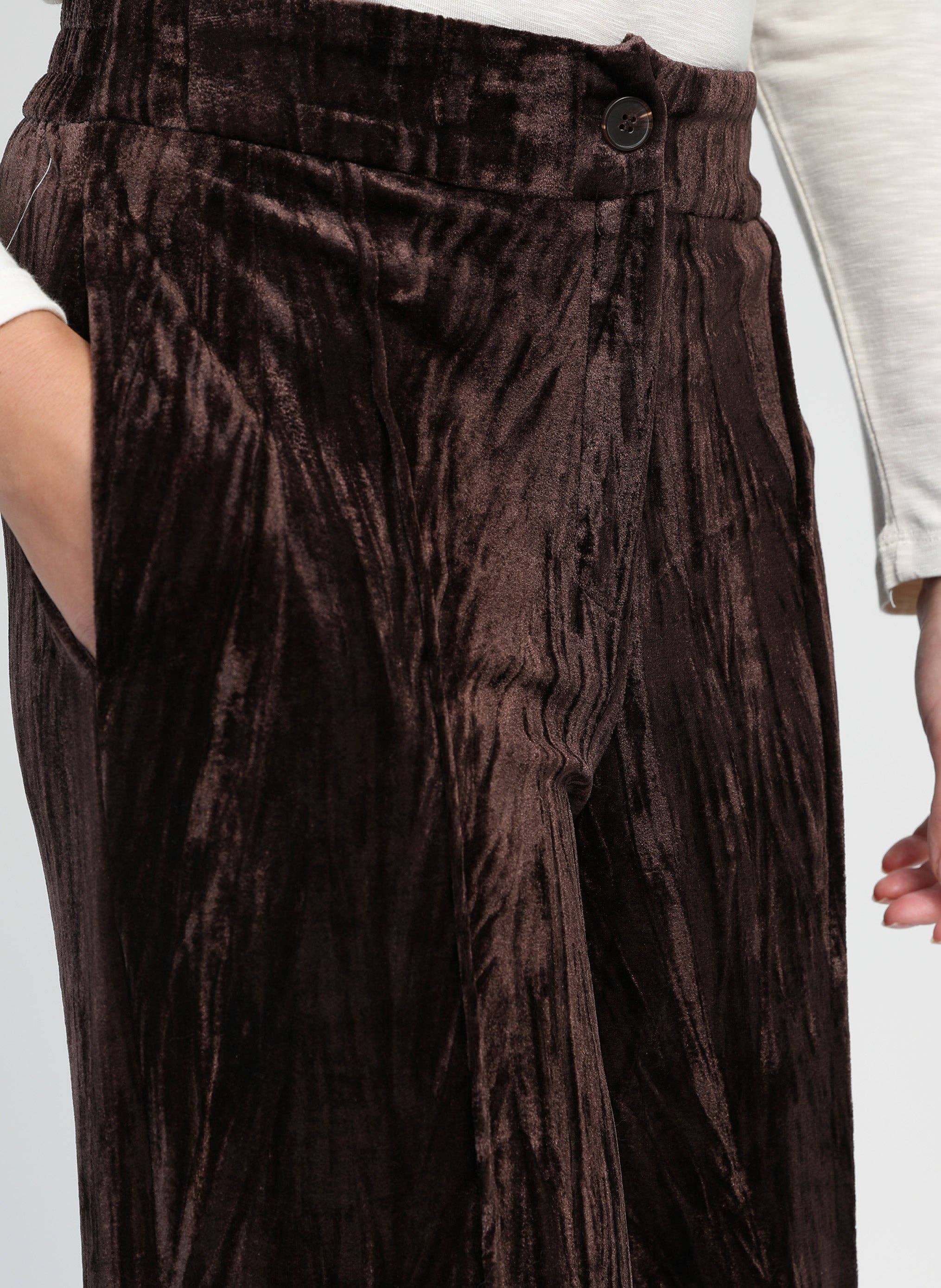 An'ge Paris Hose "Patrilou"  Samt Schokoladenbraun -  Weite Passform