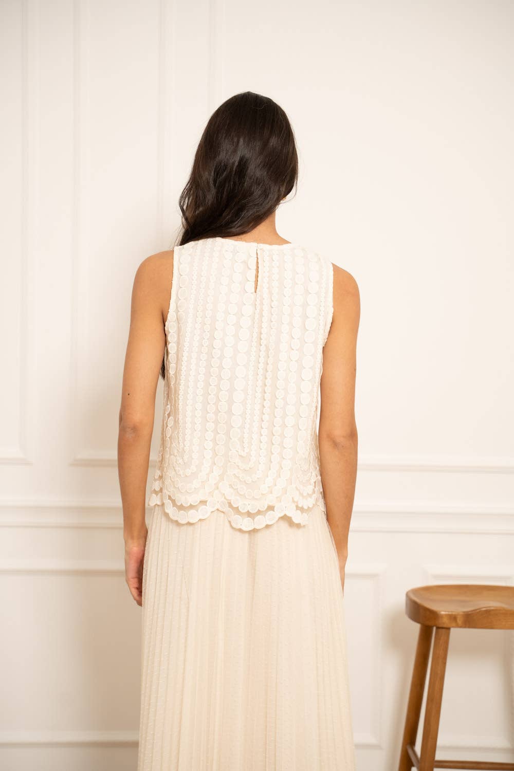 Choklate Paris Besticktes Tüll-Top - Ecru