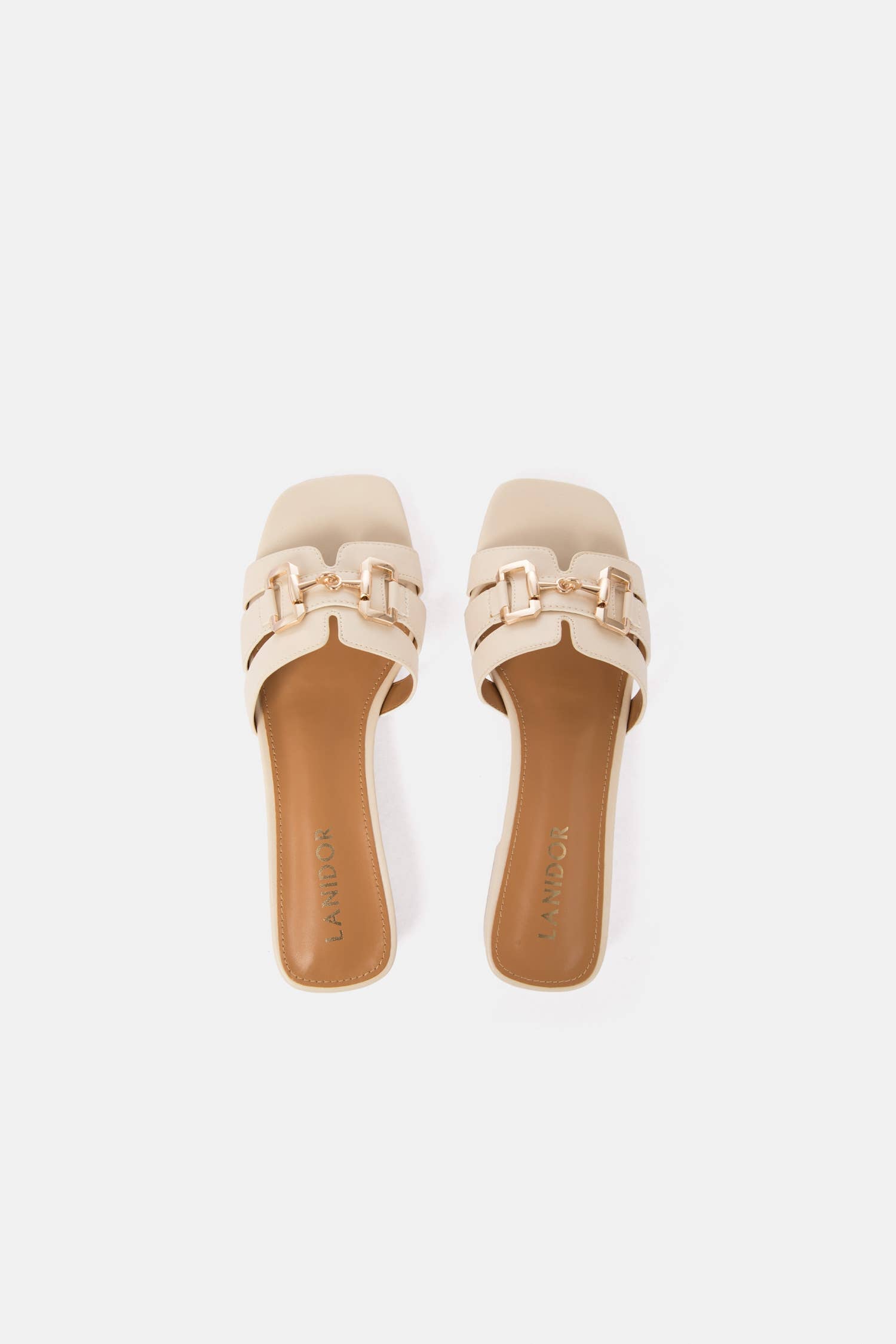 Lanidor Sandale "Elodie" Elegantes Mules - Goldene Details, creme